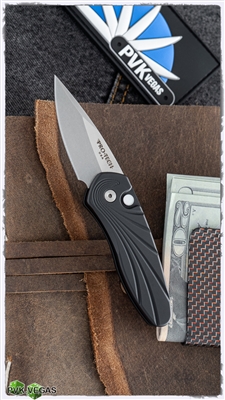 Protech Sprint Automatic Knife Stonewash Blade 3D Wave Design