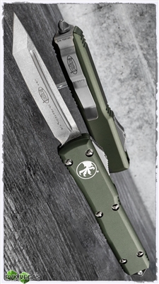 Microtech Ultratech T/E 123-10OD Stonwash Tanto Blade OD Green Handle