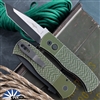 Protech Emerson CQC7 Auto E7T15-BW Green, 2 Tone DLC/Satin Chisel Tanto Blade, Green Battle Worn Jigged Textured Handle