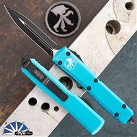Microtech Ultratech 122-1TQ Double Edge Black Blade, Turquoise Handle