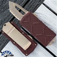 Microtech Exocet 158-15MR Tanto Full Serrated Bronze Blade Merlot Handle