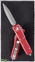 Microtech UTX-85 D/E 232-12RD Stonewash Full Serrated Blade Red Handle