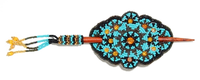 Barrette with Stick - #139 Turquoise, Bronze, Black