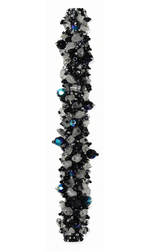 Fuzzy Bracelet with Stones - #102 Black and Crystal, Double Magnetic Clasp!