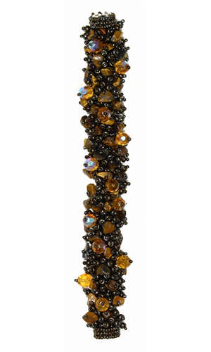 Fuzzy Bracelet with Stones - #201 Brown Iris, Double Magnetic Clasp!