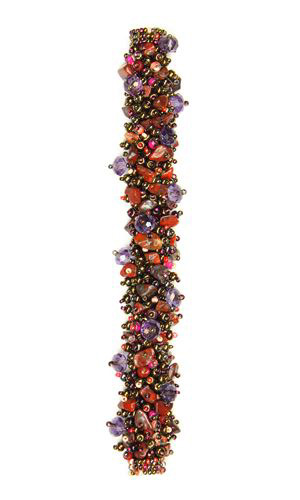 Fuzzy Bracelet with Stones - #261 Merlot, Double Magnetic Clasp!
