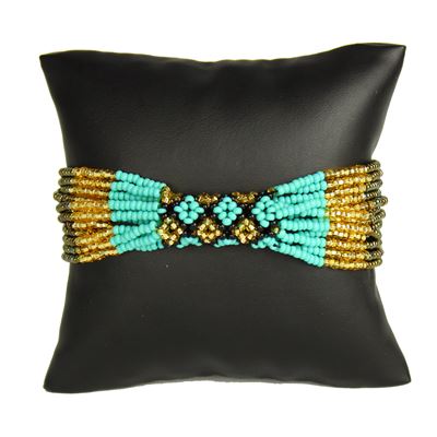Zulu Bracelet - #132 Turquoise and Gold