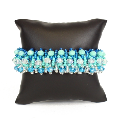Crystal Rows Bracelet - #135 Turquoise and Crystal, Double Magnetic Clasp!