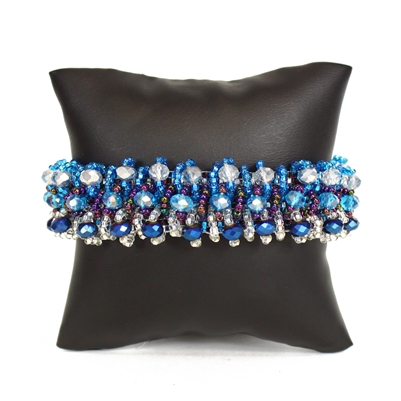 Crystal Rows Bracelet - #506 Blue Iris and Crystal, Double Magnetic Clasp!