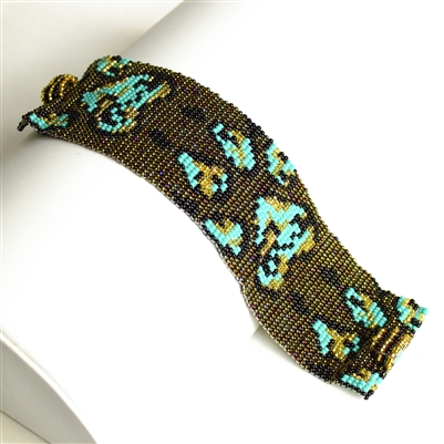 Paw Print Bracelet - #131 Turquoise and Bronze