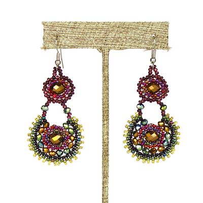 Crystal Canasta Earrings - #238 Red Unakite