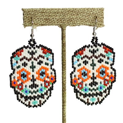 Day of the Dead Earrings, Medium (1.5" x 2.25" Beading)