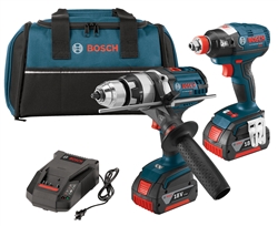 Bosch 18 V 2-Tool Kit with EC Brushless 1/4 In. and 1/2 In. Socket-Ready Impact Driver and Brute Tough 1/2 In. Hammer Drill/Driver