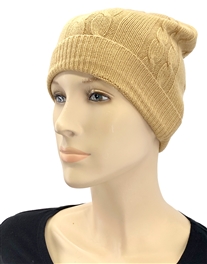 Cashmere Cable Knit Hat Camel