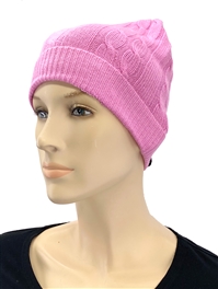 Cashmere Cable Knit Hat Pink