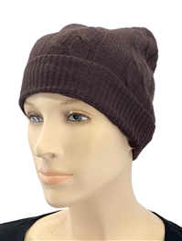 Cashmere Cable Knit Hat Dark Chocolate