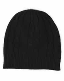 Cashmere Cable Knit Hat Black