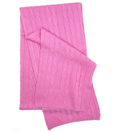 Pure Cashmere Cable Knit Scarf Pink