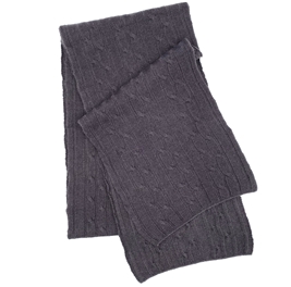 Pure Cashmere Cable Knit Scarf Charcoal