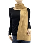 Pure Cashmere Cable Knit Scarf Camel