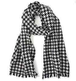 Pure Cashmere Houndstooth Weave Pashmina Scarf