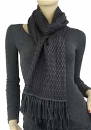 Pashmina/Silk Basket Weave Stole Charcoal