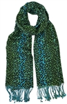 Green Leopard Animal Print Pashmina