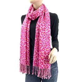 Pink Leopard Animal Print Pashmina