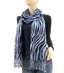 Blue Zebra Animal Print Pashmina