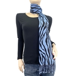 Blue Zebra Animal Print Pashmina