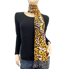 Orange Leopard Animal Print Pashmina