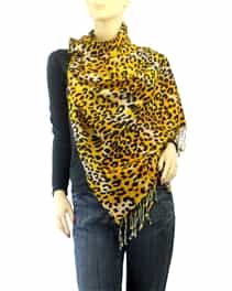 Orange Leopard Animal Print Pashmina