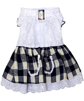 gingham country dress navy