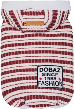 Striped Knit Hoodie Red-White