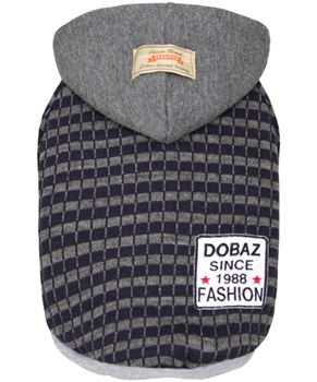 Striped Knit Hoodie Gray-Navy