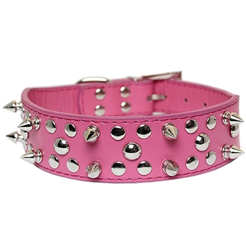 spikes n studs collar pink