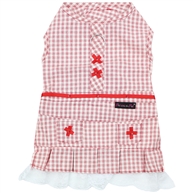 gingham countryside dress red dog shirt