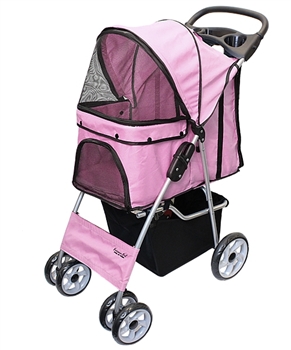 light pink pet stroller