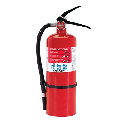 This red rechargeable fire extinguisher is great to have in your home or business