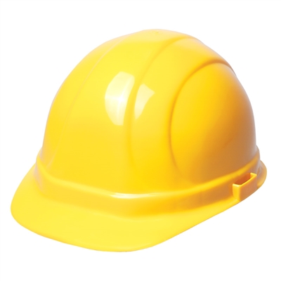 Hard Hat 6 Point Suspension with Ratchet Yellow includes an adjustable ratchet suspension with a release lock for quick adjustment.