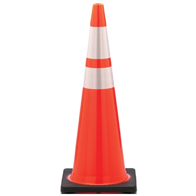 Orange Traffic Cone 36 in with Reflective Stripes