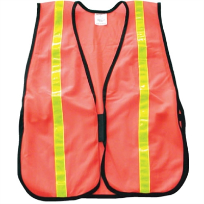 Fine Mesh Safety Vest with Stripes - Hi-Vis Orange