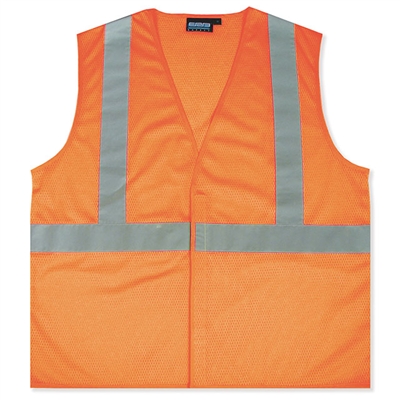 Class 2 Economy Mesh Safety Vest - Hi-Vis Orange