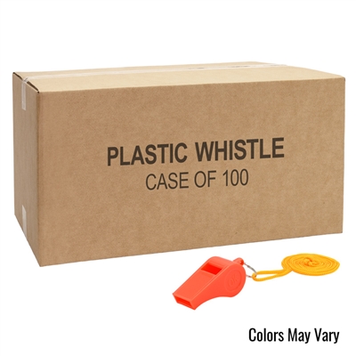 Plastic Whistle with Lanyard 100-Pack