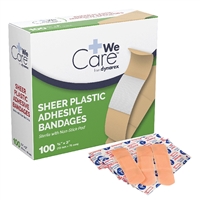 Sheer Plastic Adhesive Bandage 3/4 in x 3 in  100 Pack