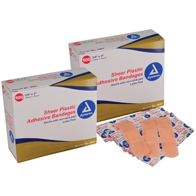 Sheer Plastic Adhesive Bandages 3/4 in x 3 in 2400 per Case