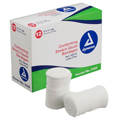 Stretch gauze bandage roll 2 in 12 pack