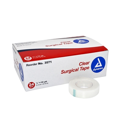Clear surgical tape half in x 10 Yds 24 Pack