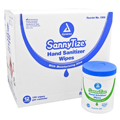 Sannytize Instant Hand Sanitizer Wipes 135 tub Case of 12
