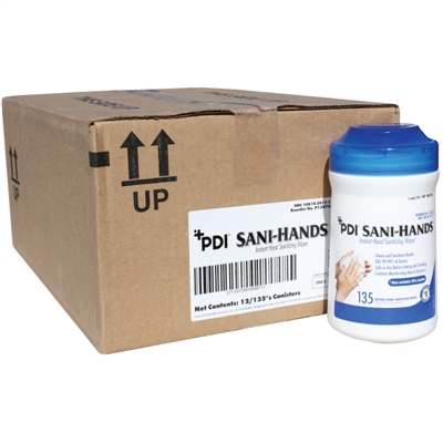 Sani-Hands Antimicrobial Hand Wipes - 135 Tub - Case of 12